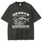Unisex Hakodate Seafood Market Printed Washed Tee