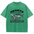 Unisex Hakodate Seafood Market Printed Washed Tee