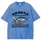 Unisex Hakodate Seafood Market Printed Washed Tee