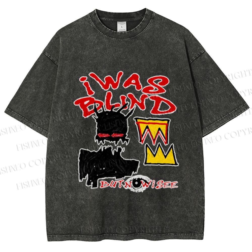Unisex Jean-Michel Basquiat I Was Blind Printed Washed Tee