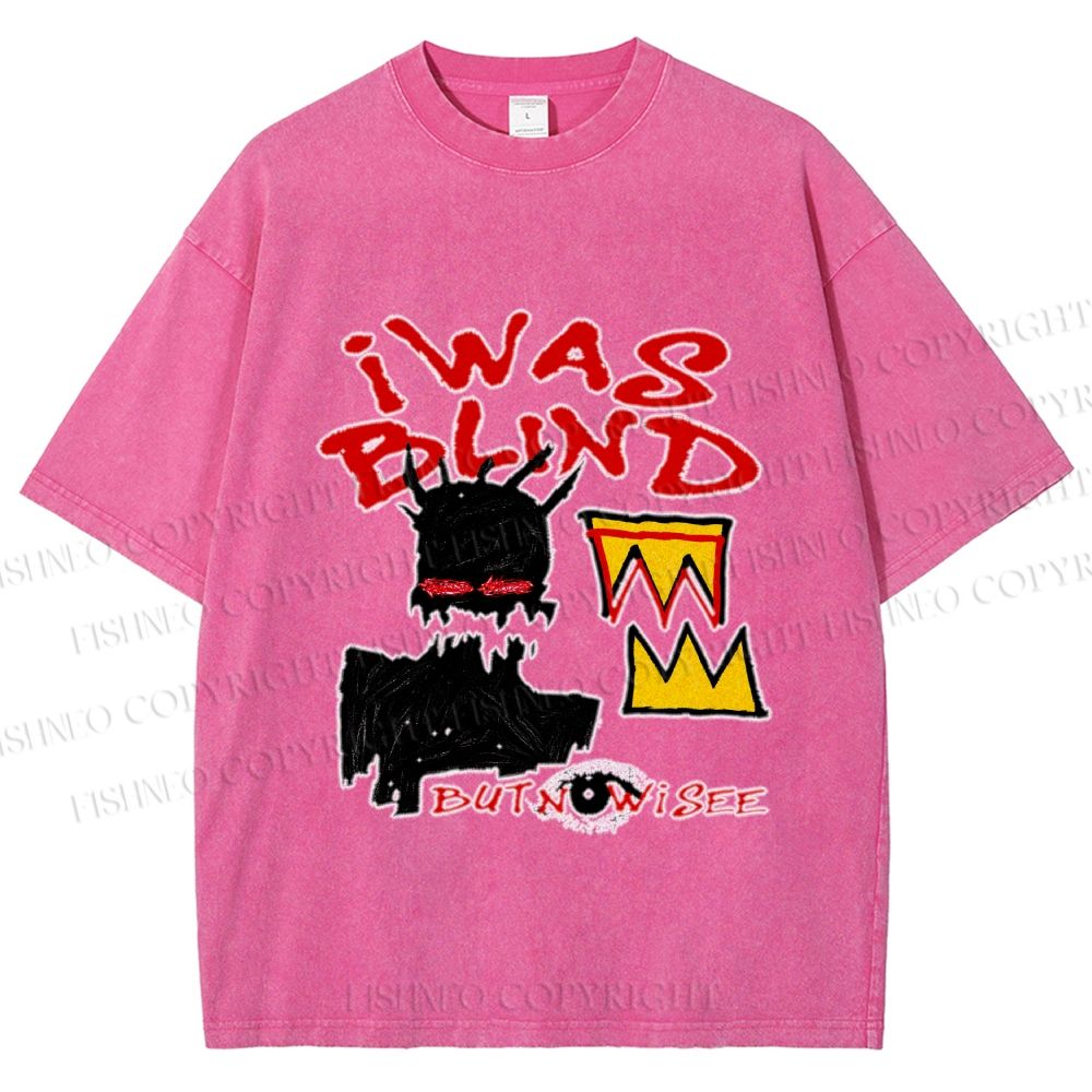 Unisex Jean-Michel Basquiat I Was Blind Printed Washed Tee