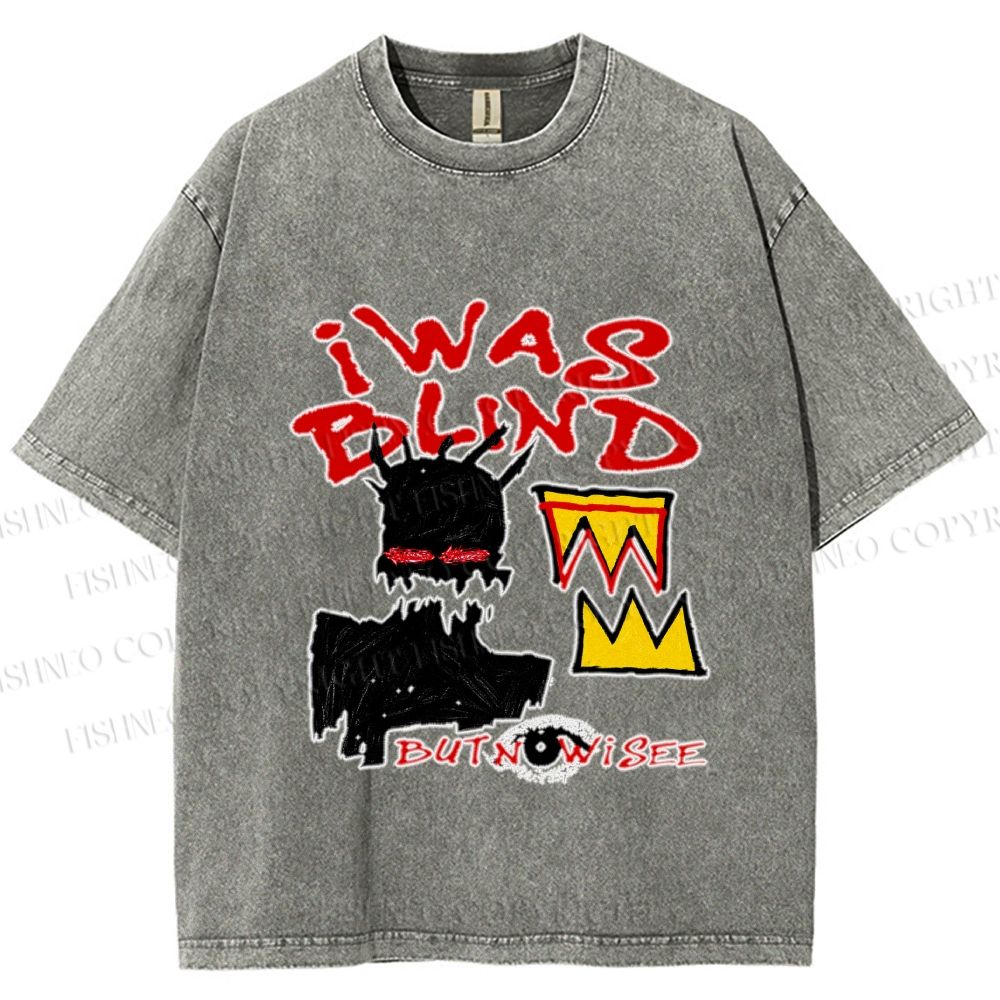 Unisex Jean-Michel Basquiat I Was Blind Printed Washed Tee
