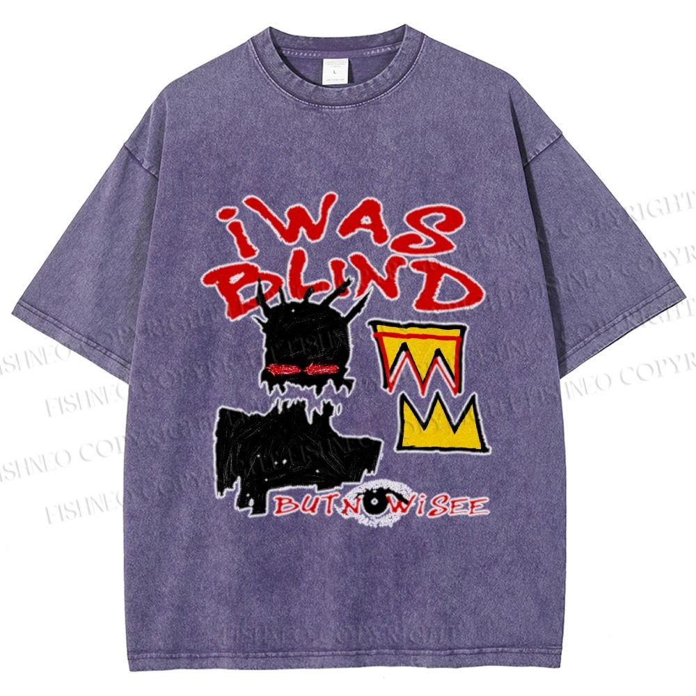 Unisex Jean-Michel Basquiat I Was Blind Printed Washed Tee