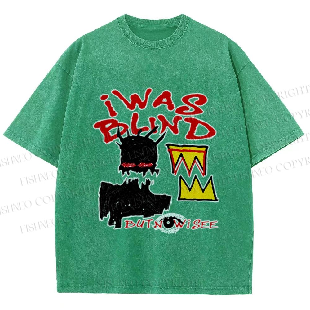 Unisex Jean-Michel Basquiat I Was Blind Printed Washed Tee
