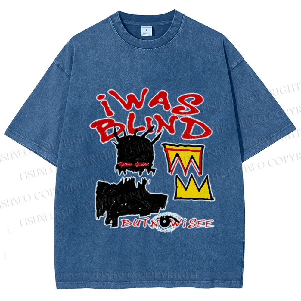 Unisex Jean-Michel Basquiat I Was Blind Printed Washed Tee