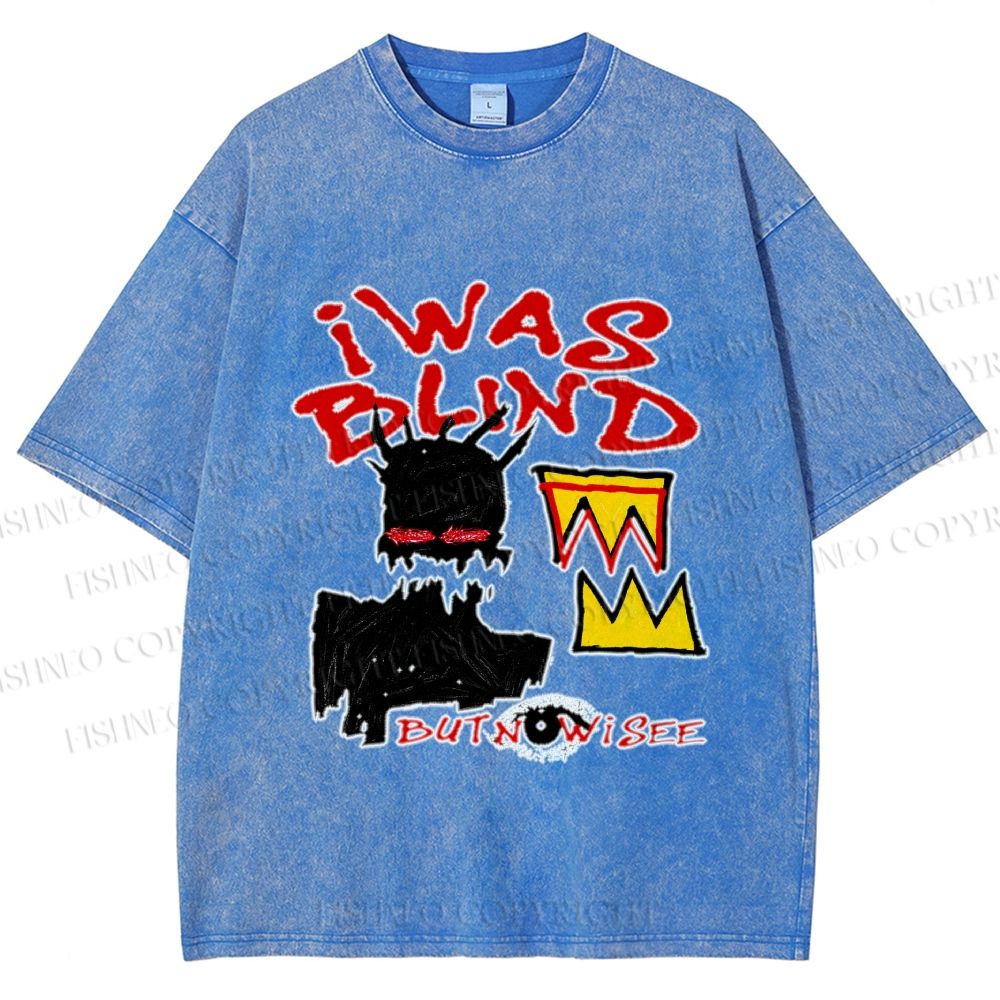 Unisex Jean-Michel Basquiat I Was Blind Printed Washed Tee