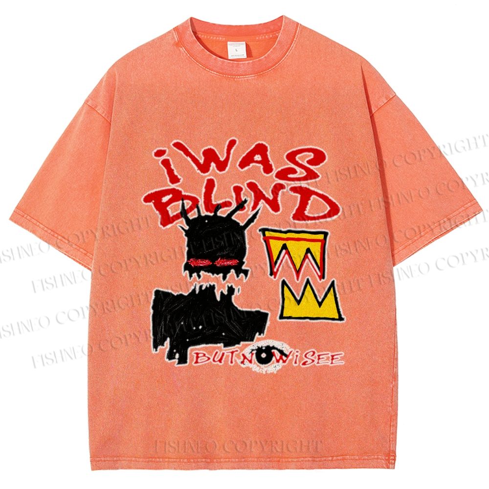 Unisex Jean-Michel Basquiat I Was Blind Printed Washed Tee