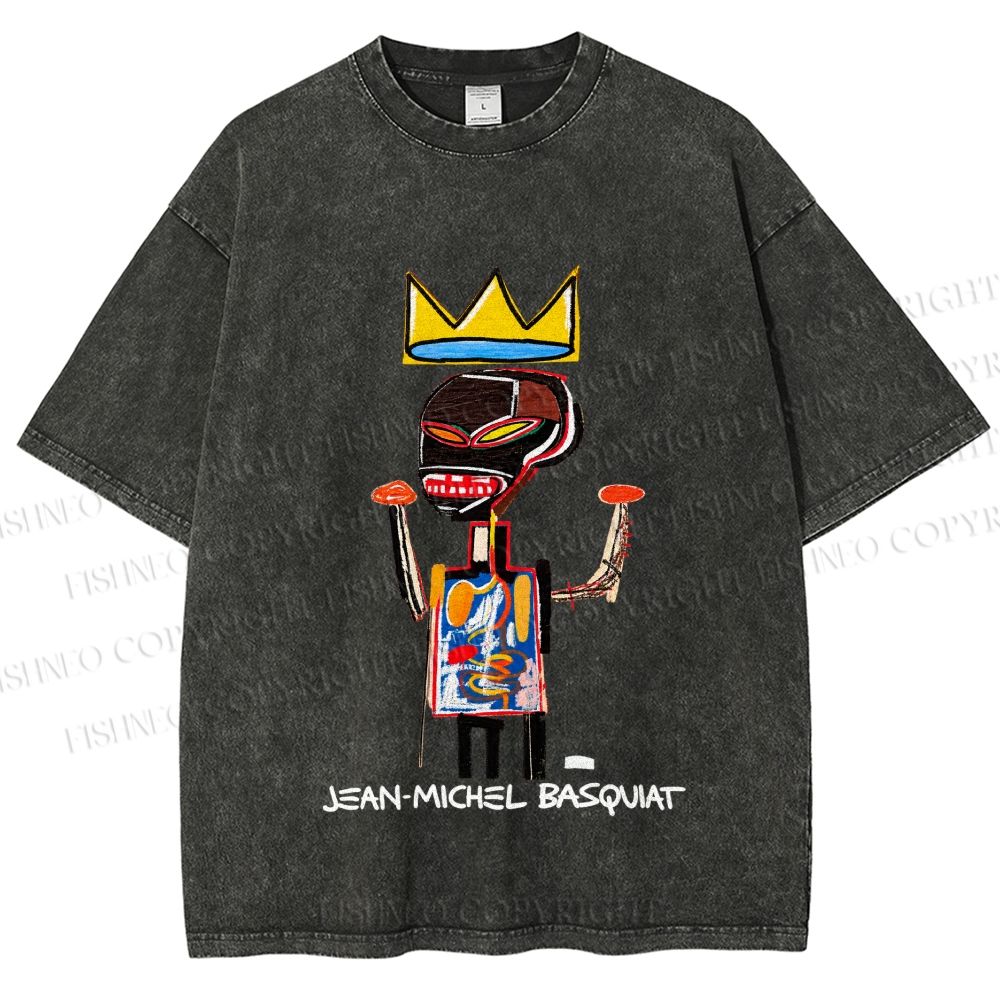 Unisex Jean-Michel Basquiat Printed Washed Tee
