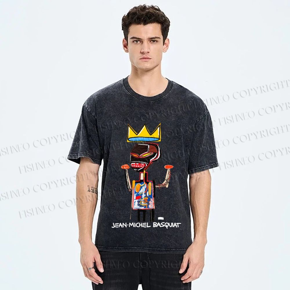 Unisex Jean-Michel Basquiat Printed Washed Tee
