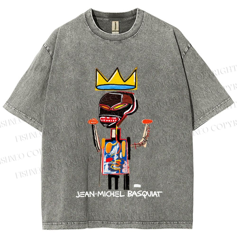 Unisex Jean-Michel Basquiat Printed Washed Tee