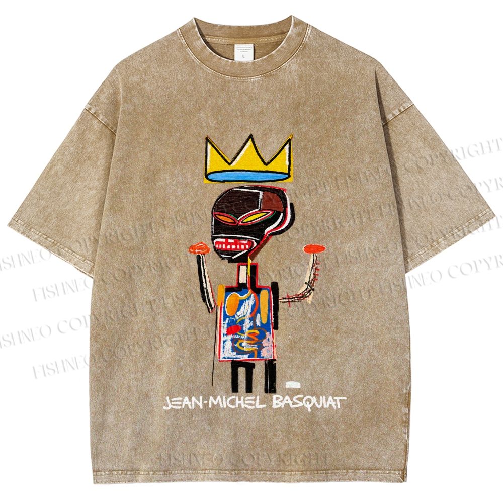 Unisex Jean-Michel Basquiat Printed Washed Tee