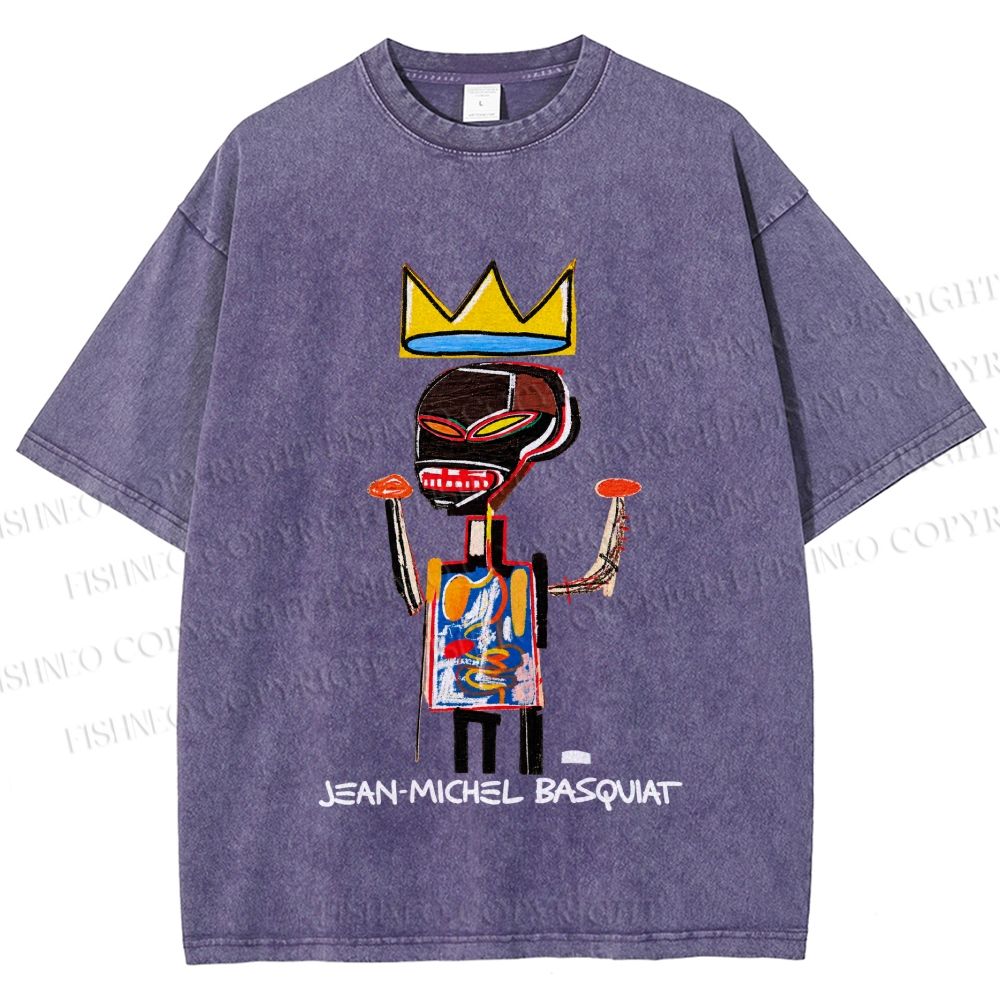 Unisex Jean-Michel Basquiat Printed Washed Tee
