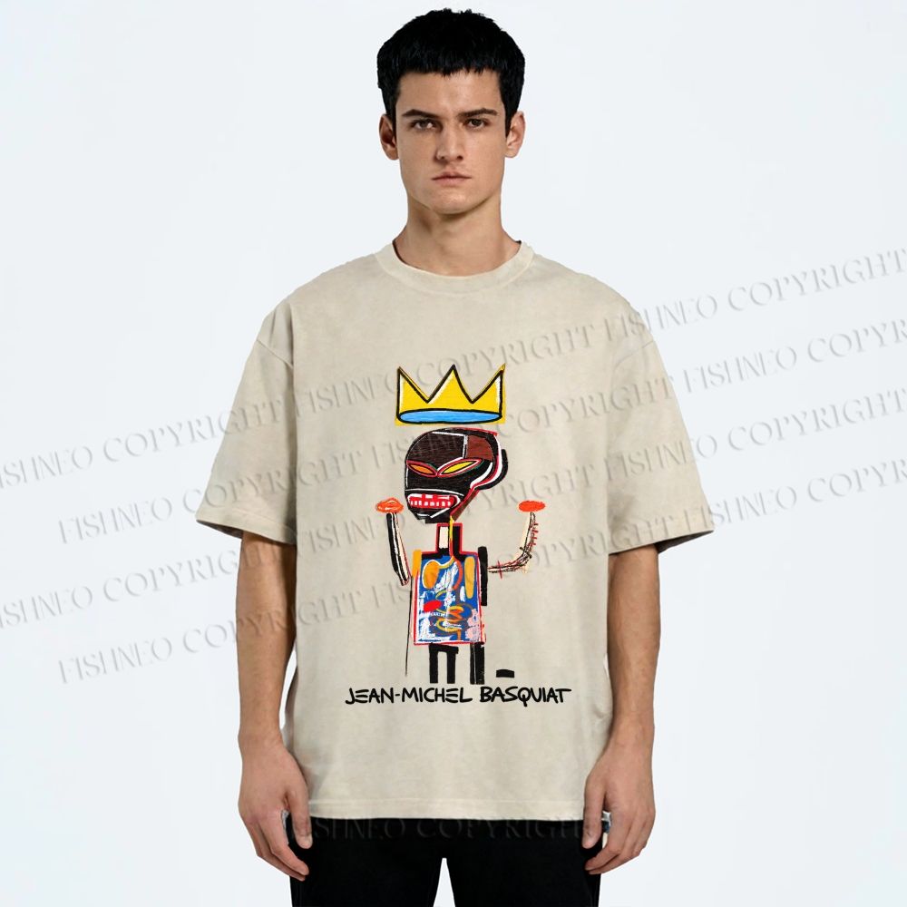 Unisex Jean-Michel Basquiat Printed Washed Tee