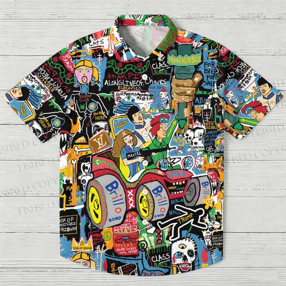 Jean-Michel Basquiat Graffiti Hawaiian Shirt