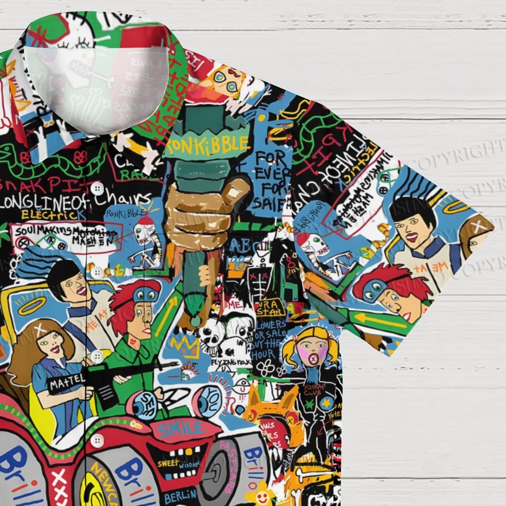 Jean-Michel Basquiat Graffiti Hawaiian Shirt