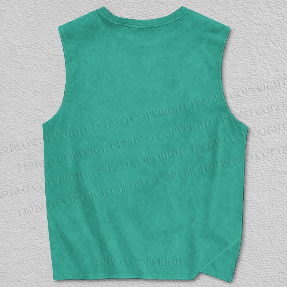 Unisex Pink Octopus in Green Ocean Printed Tank Top