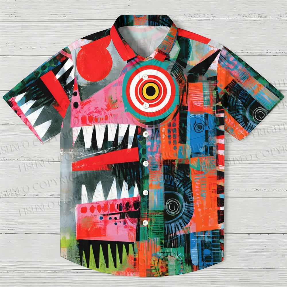 Abstract Monster Printed Hawaiian Shirt
