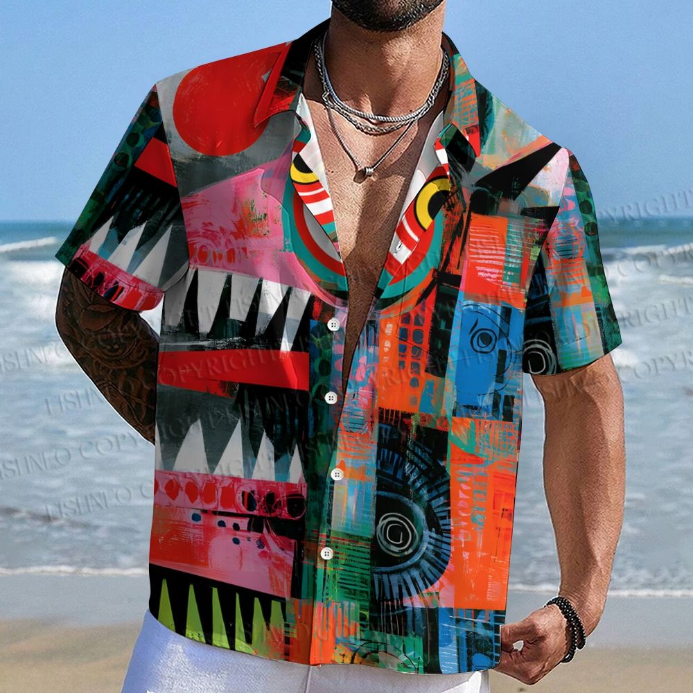 Abstract Monster Printed Hawaiian Shirt