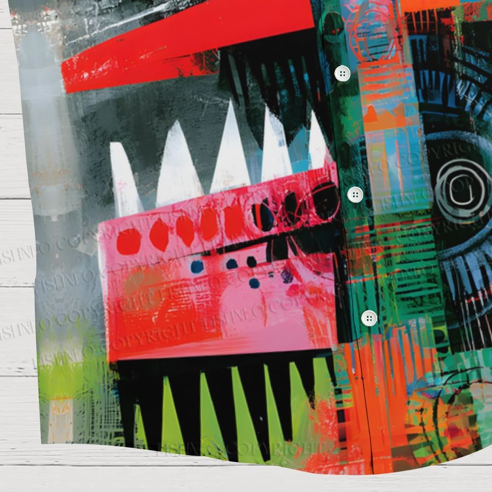 Abstract Monster Printed Hawaiian Shirt