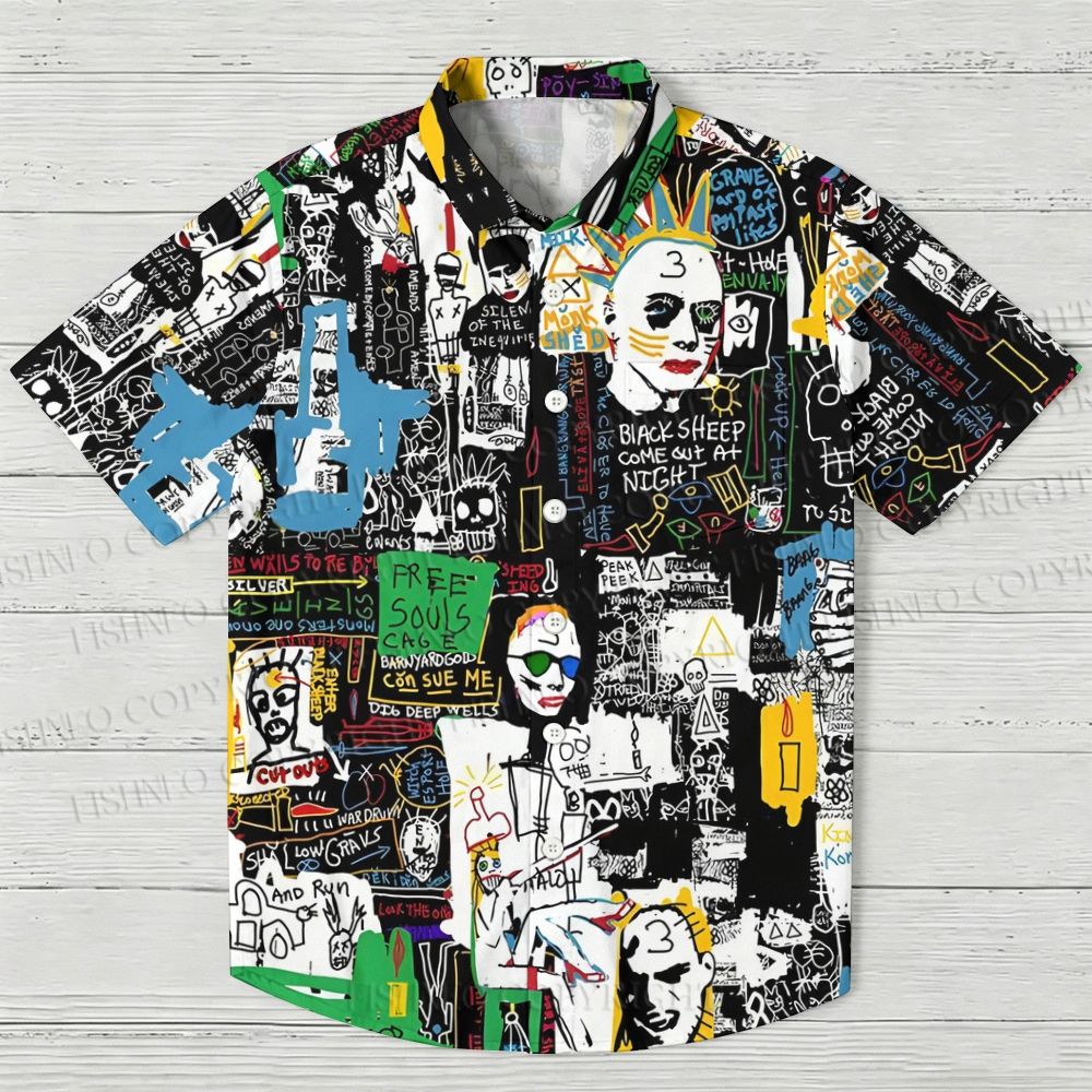 Jean-Michel Basquiat Graffiti Hawaiian Shirt
