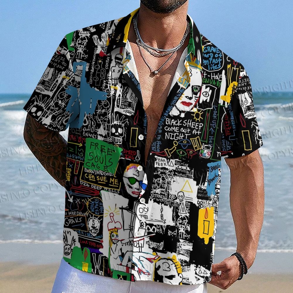 Jean-Michel Basquiat Graffiti Hawaiian Shirt