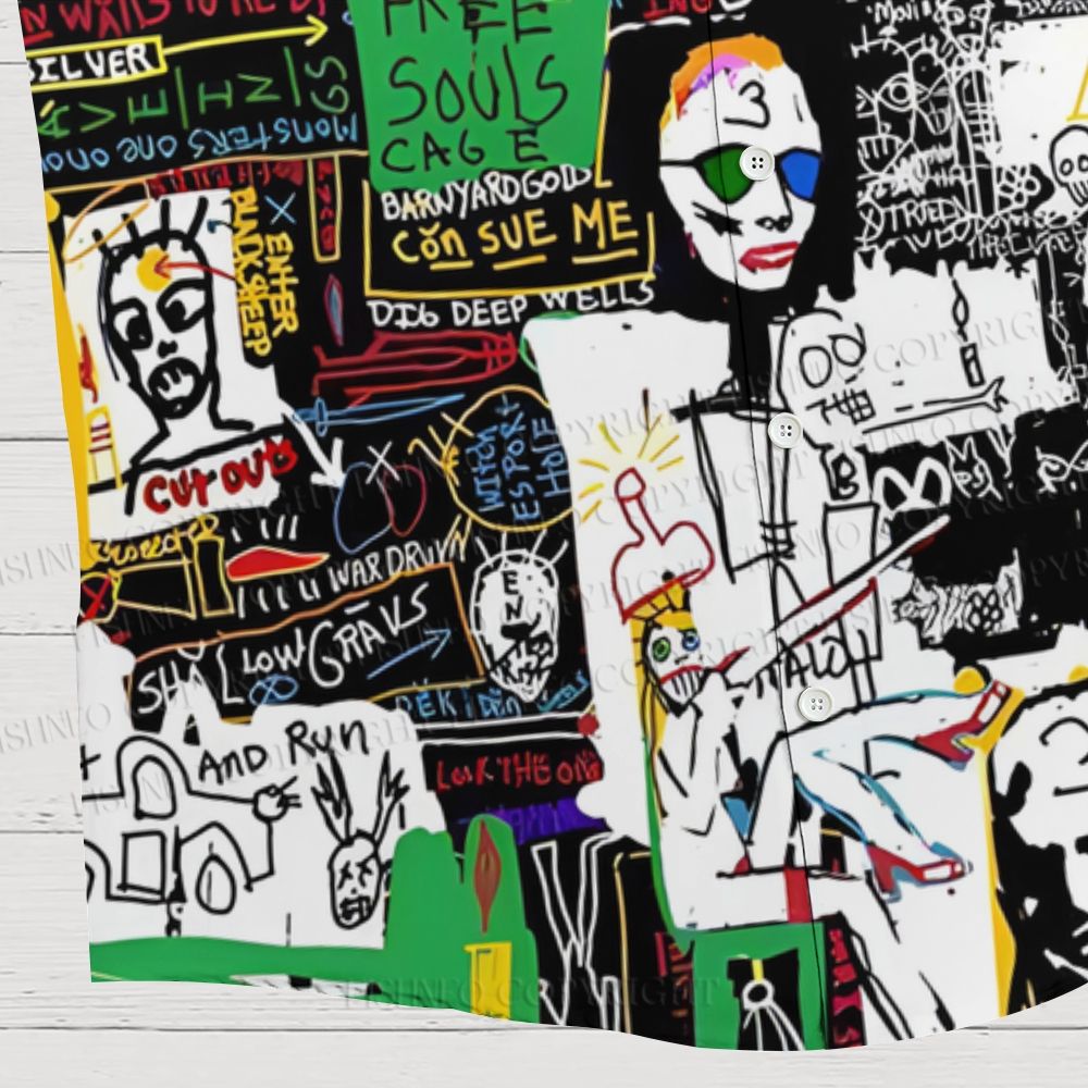 Jean-Michel Basquiat Graffiti Hawaiian Shirt