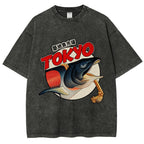 Unisex Tsukiji Fish Market Printed Washed Tee