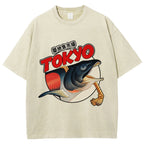 Unisex Tsukiji Fish Market Printed Washed Tee