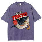 Unisex Tsukiji Fish Market Printed Washed Tee