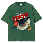 Unisex Tsukiji Fish Market Printed Washed Tee