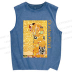 Unisex Klimt Art Printed Washed Tank Top