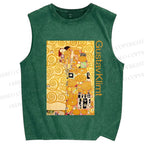 Unisex Klimt Art Printed Washed Tank Top