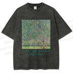 Unisex Klimt Peach Tree Printed Washed Tee