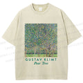 Unisex Klimt Peach Tree Printed Washed Tee