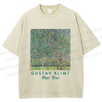 Unisex Klimt Peach Tree Printed Washed Tee