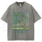 Unisex Klimt Peach Tree Printed Washed Tee