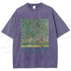 Unisex Klimt Peach Tree Printed Washed Tee