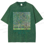 Unisex Klimt Peach Tree Printed Washed Tee