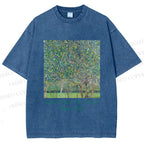 Unisex Klimt Peach Tree Printed Washed Tee