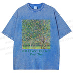 Unisex Klimt Peach Tree Printed Washed Tee