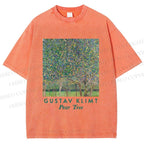 Unisex Klimt Peach Tree Printed Washed Tee