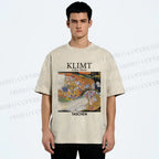 Unisex Klimt Water Serpents Printed Washed Tee