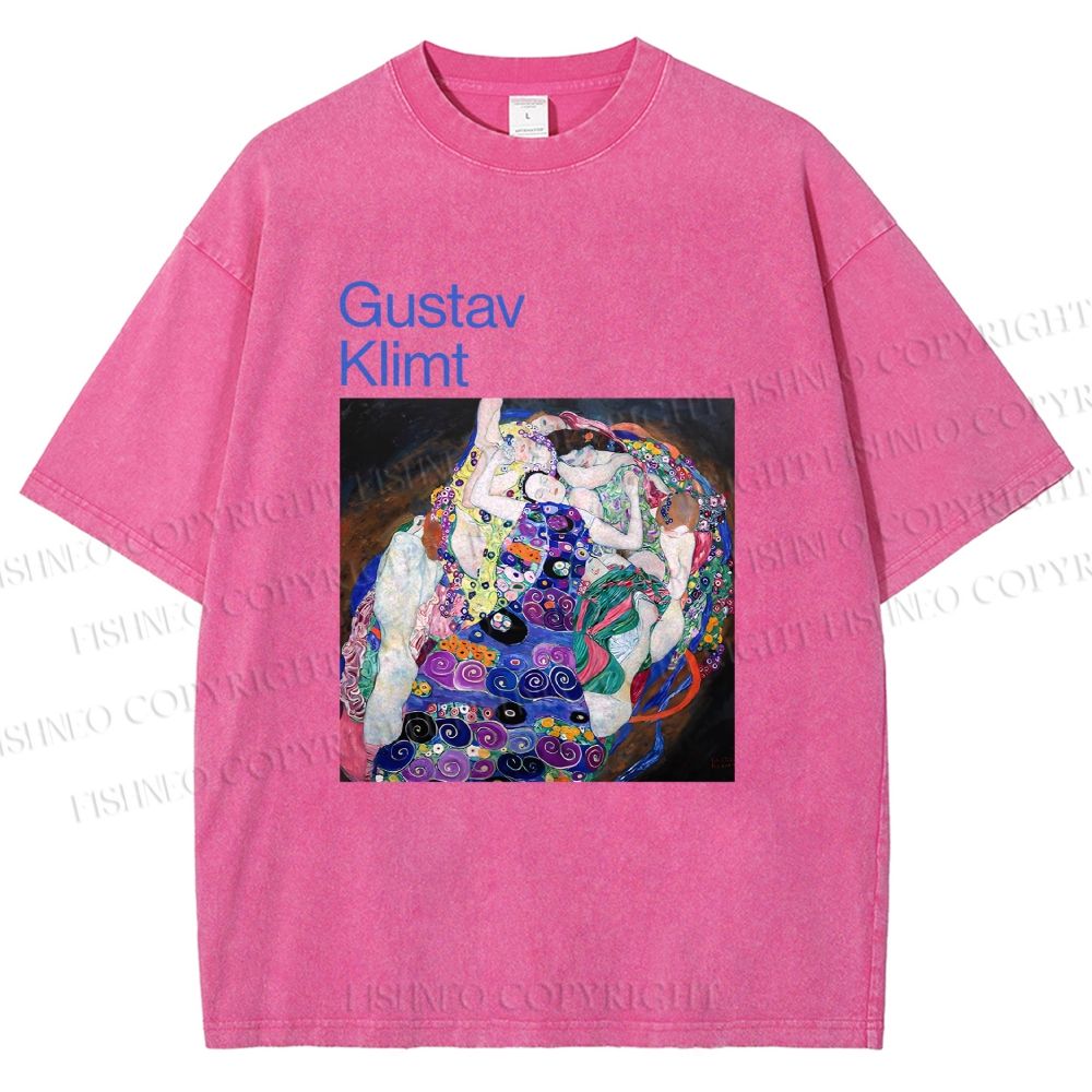 Unisex Klimt Die Jungfrau Printed Washed Tee
