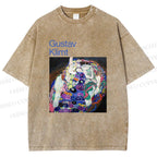 Unisex Klimt Die Jungfrau Printed Washed Tee