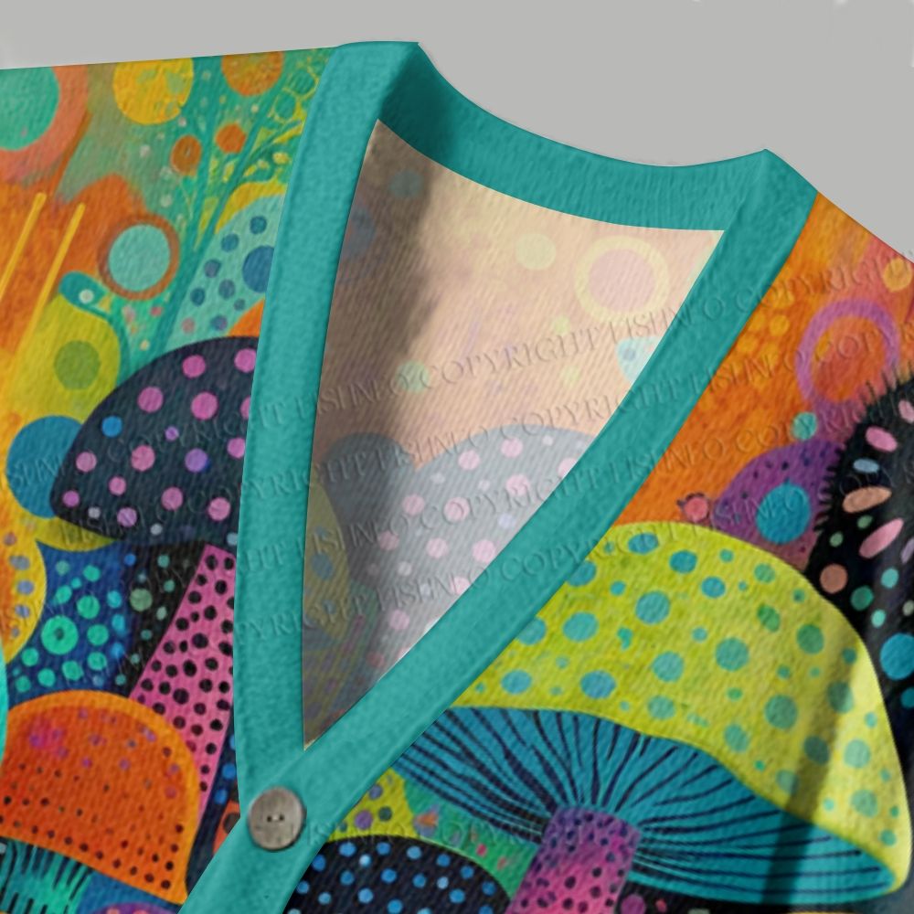 Yayoi Kusama Multicolor Mushroom Ugly Cardigan Sweater