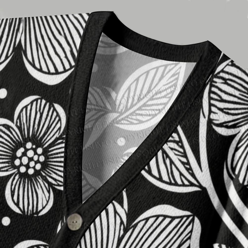 Yayoi Kusama Black Flower Ugly Cardigan Sweater