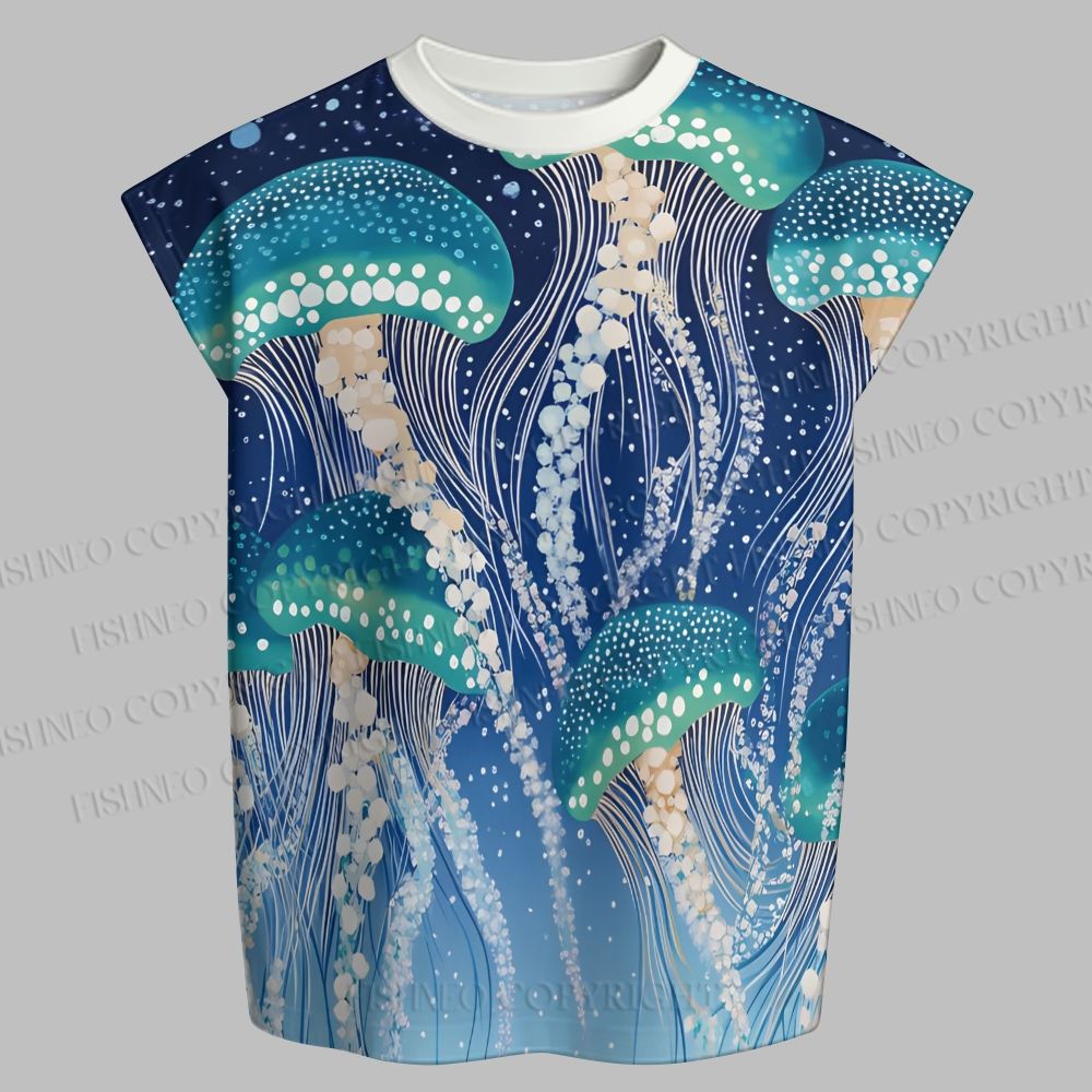 Men's Yayoi Kusama Jellyfish Sleeveless Tank Top & Elasticated Trousers pants Two-Piece Streetwear Set