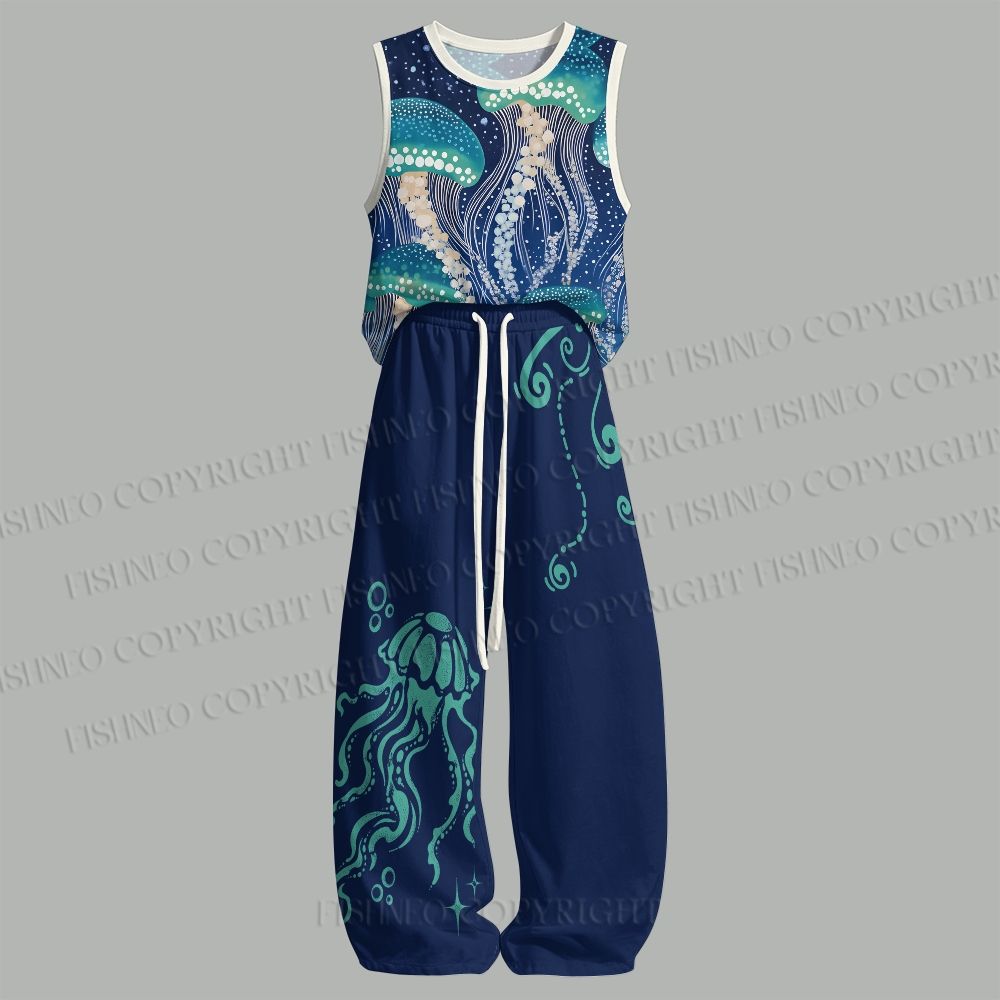 Unisex Yayoi Kusama Jellyfish Loose Tank Top Set