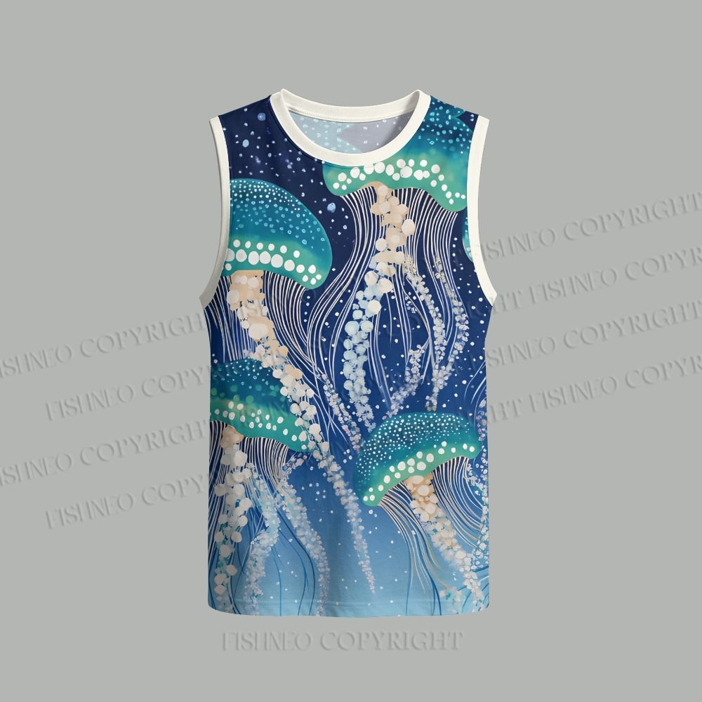 Unisex Yayoi Kusama Jellyfish Loose Tank Top Set