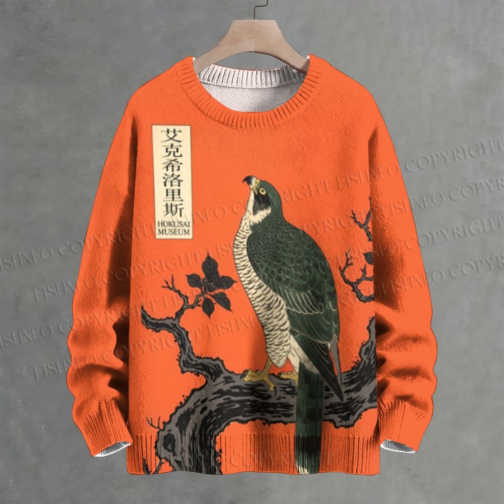 Japanese Ukiyo-e Bird Crew Neck Sweater